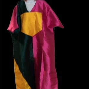 Vintage style multi color boho kaftan maxi dress one size